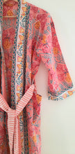 Load image into Gallery viewer, Boho Pink &amp; Blue Cotton Kimono Robe
