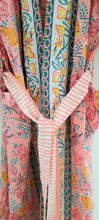 Load image into Gallery viewer, Boho Pink &amp; Blue Cotton Kimono Robe
