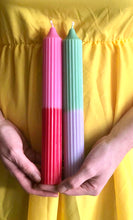 Load image into Gallery viewer, Boho Colour Pop Soy Wax Ribbed Pillar Candles
