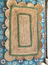 Load image into Gallery viewer, Scalloped Jute Doormat Green Small

