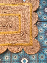 Load image into Gallery viewer, Scalloped Jute Doormat Yellow Small
