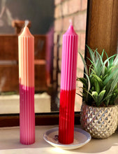 Load image into Gallery viewer, Boho Colour Pop Soy Wax Ribbed Pillar Candles
